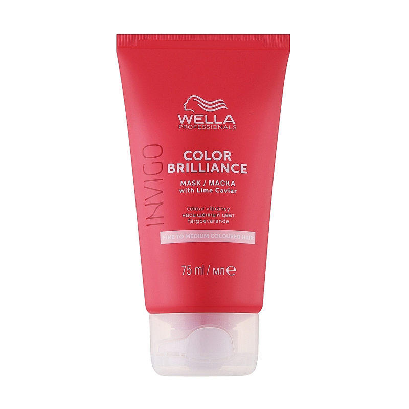 Маска Wella Professionals Invigo Color Brilliance для яскравості пофарбованого нормального та тонкого волосся, з лаймовою ікрою, 75 мл